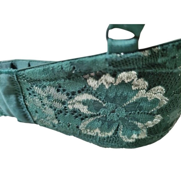 Victoria's Secret BODY BY VICTORIA Lace Demi Bra 34DDD Emerald Green Gold Flake - Picture 6 of 9